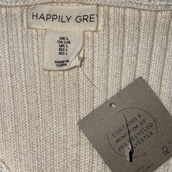 NWT Happily Grey Cream Ribbed Knit Button Accent Front Sweater Maxi Dress Ivory - Picture 7 of 14